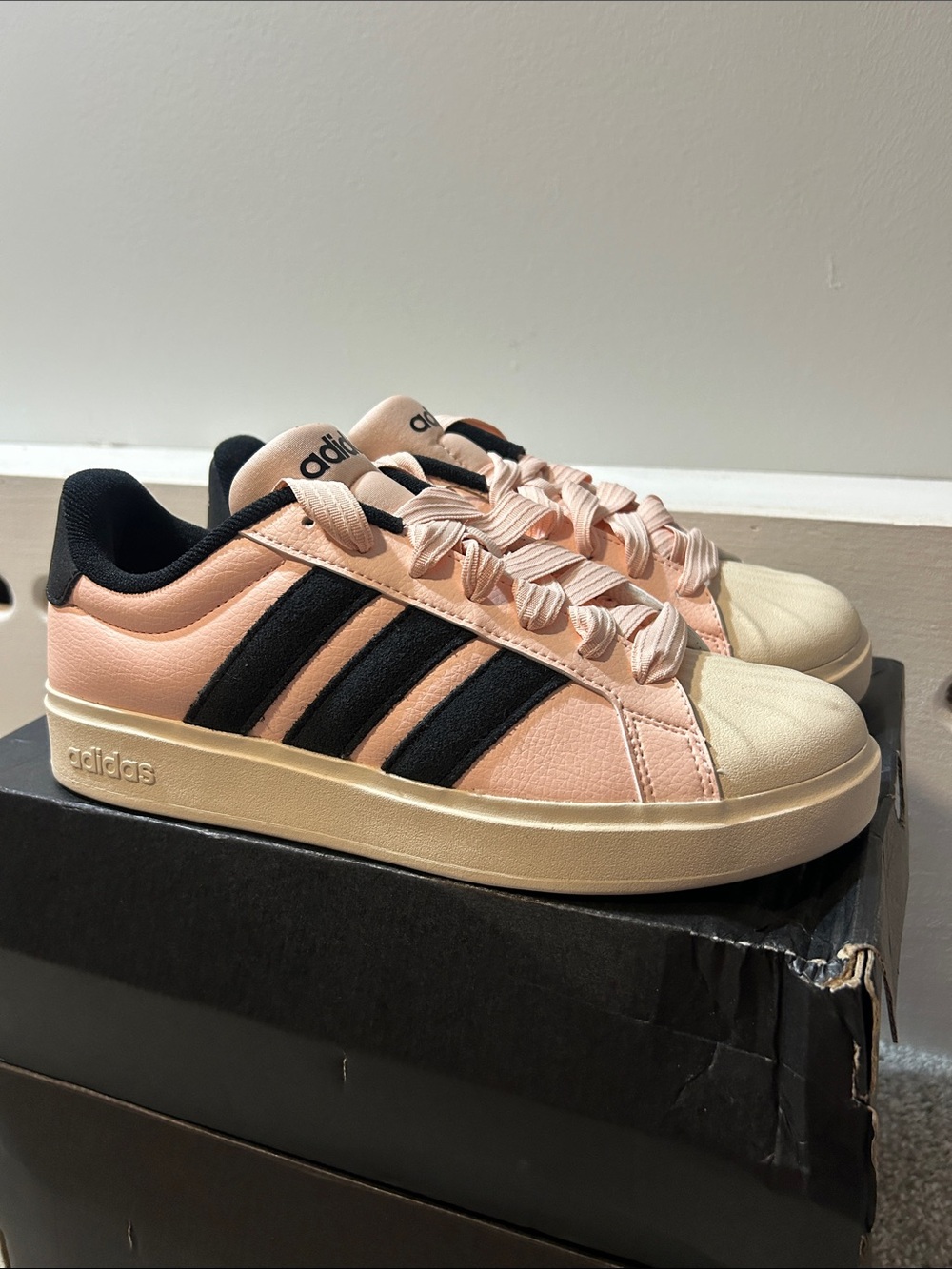 Adidas Streettalk Sneakers in Blush Pink with Cream Shell-Toe